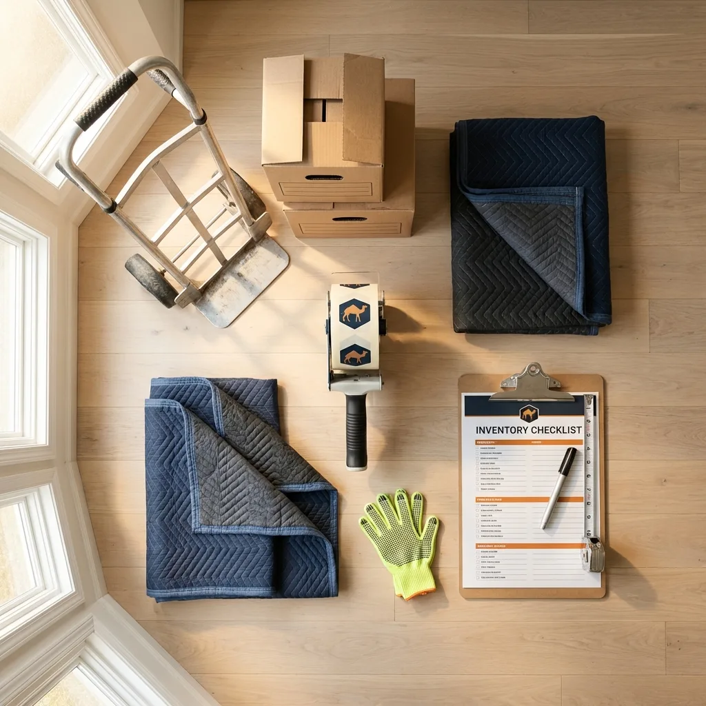 Professional moving supplies and packing materials layout for Dakota City residential relocations